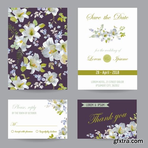 Wedding invitation card flyer template banner 25 EPS