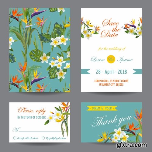 Wedding invitation card flyer template banner 25 EPS