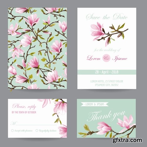 Wedding invitation card flyer template banner 25 EPS