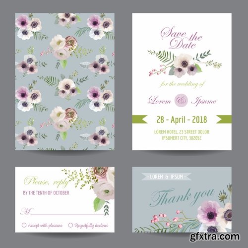 Wedding invitation card flyer template banner 25 EPS