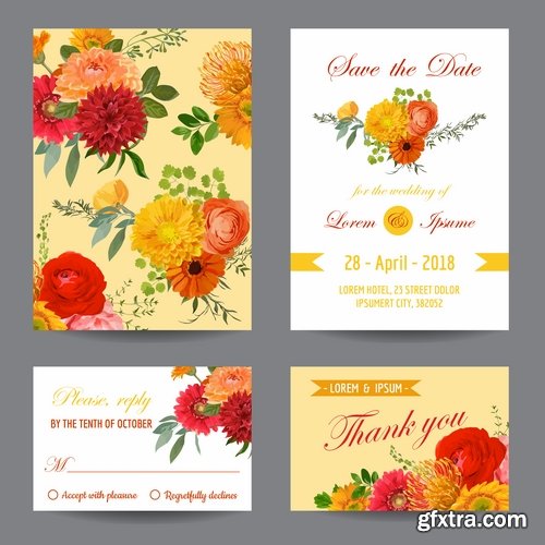 Wedding invitation card flyer template banner 25 EPS
