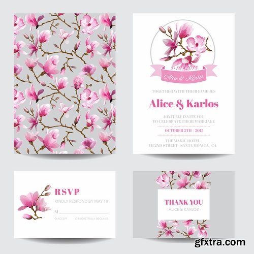 Wedding invitation card flyer template banner 25 EPS