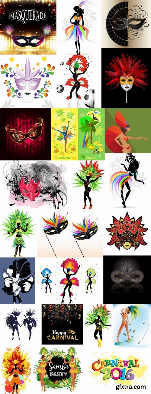 Brazil carnival show masquerade mask gift card 25 EPS