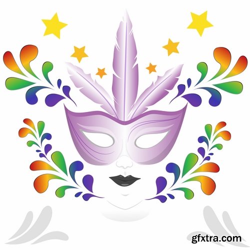 Brazil carnival show masquerade mask gift card 25 EPS