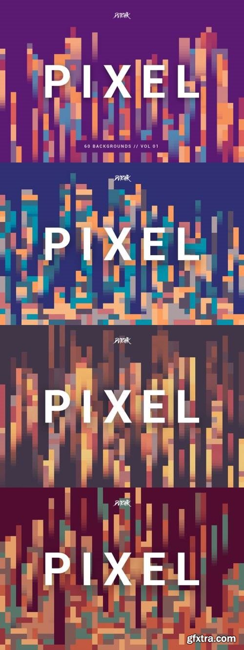 Pixel | Colorful Motion Square Backgrounds | V. 01