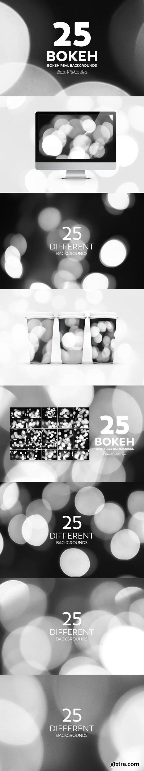 25 Bokeh Real Backgrounds Black & White Style