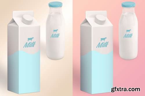 Milk Carton and Bottle Mock Up