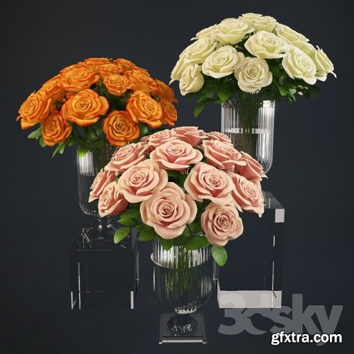 Bouquet of roses in a vase Ralph Lauren 3d Model