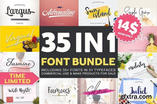 CreativeMarket 35 IN 1 Font Bundle SALE! 2542760