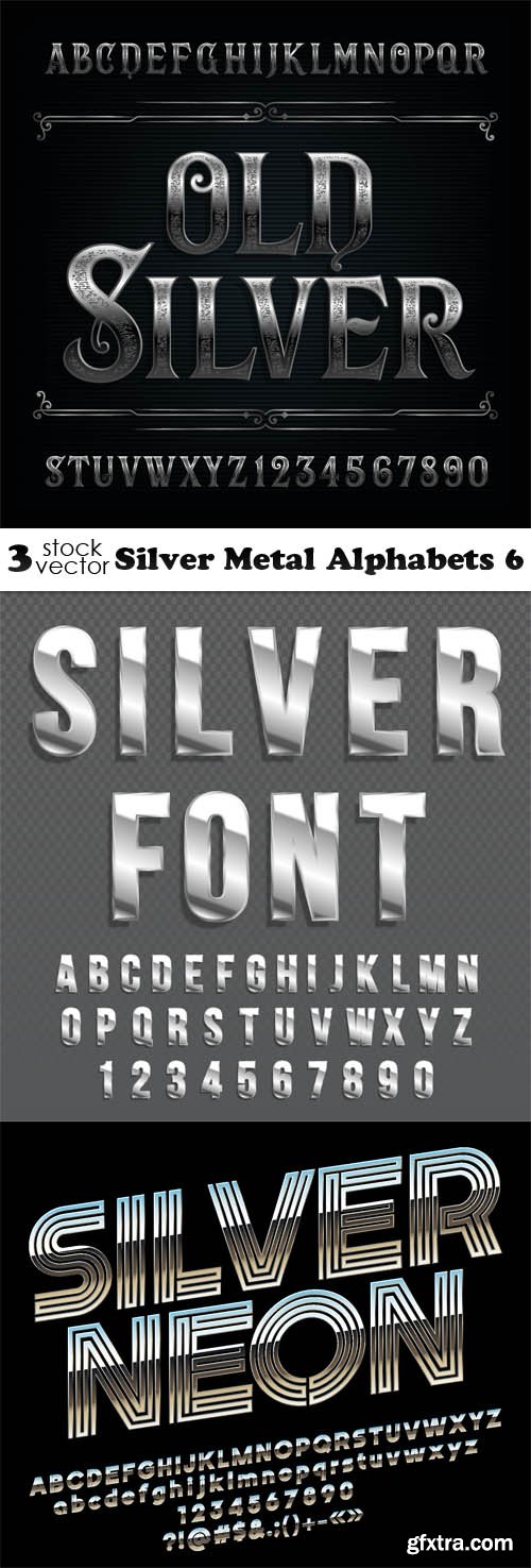 Vectors - Silver Metal Alphabets 6