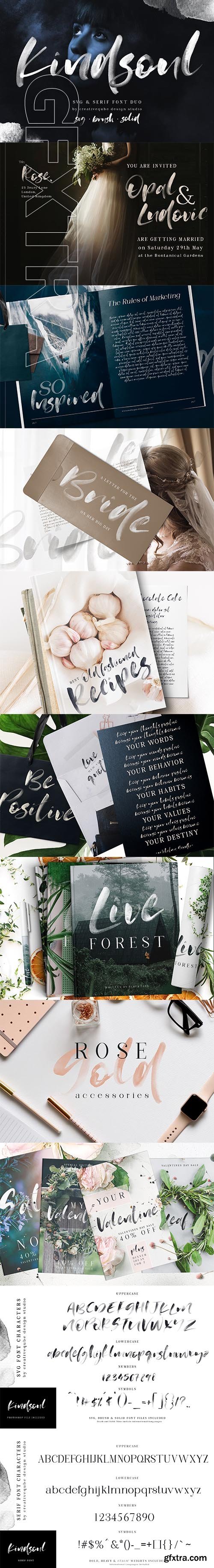 CreativeMarket - KindSoul SVG Script & Serif Font Duo 2554558