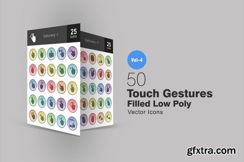 Security Winter Stationery Touch Gestures Filled Low Poly Icons