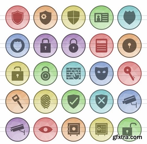 Security Winter Stationery Touch Gestures Filled Low Poly Icons