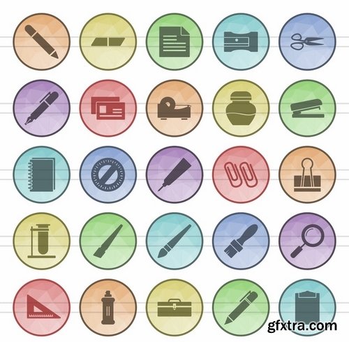 Security Winter Stationery Touch Gestures Filled Low Poly Icons