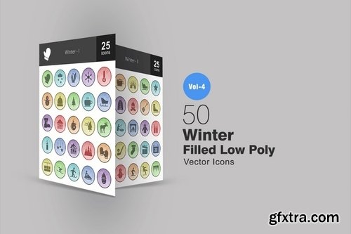 Security Winter Stationery Touch Gestures Filled Low Poly Icons