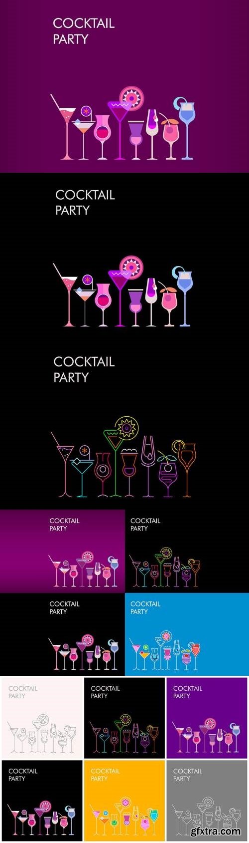 Cocktail Party vector banner designs (large set)