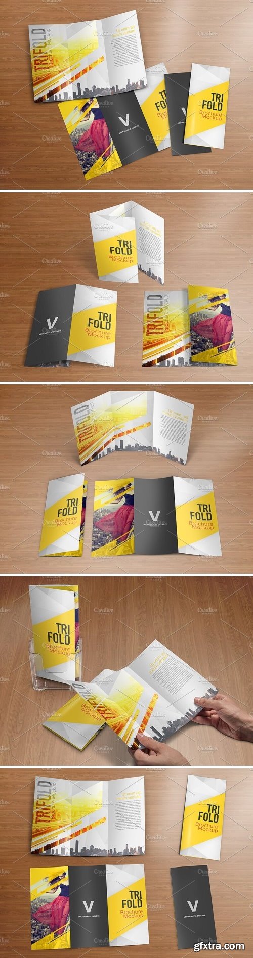 CM - Realistic Trifold Brochure Mockups 1590629