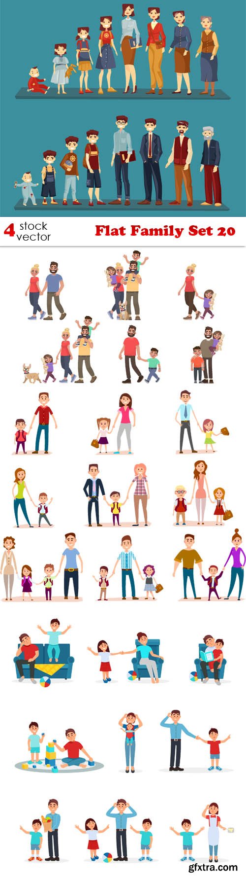 Vectors - Flat Family Set 20