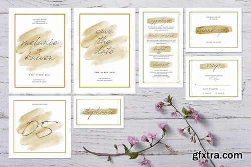 Simple Gold Invitation Set