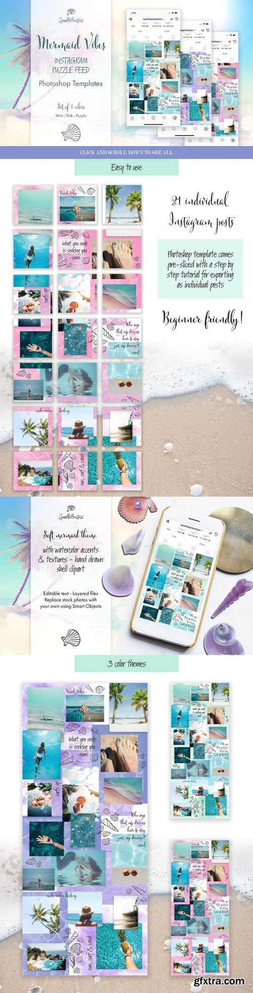 CreativeMarket Mermaid Vibes Instagram Puzzle Feed 2546799