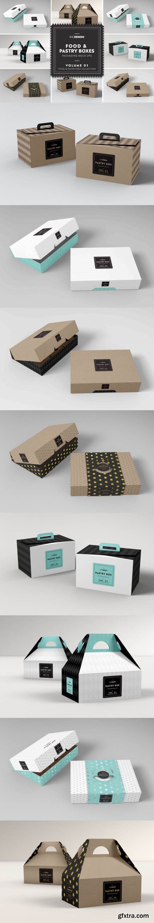 Food Pastry Boxes Vol.1: Packaging Mockups