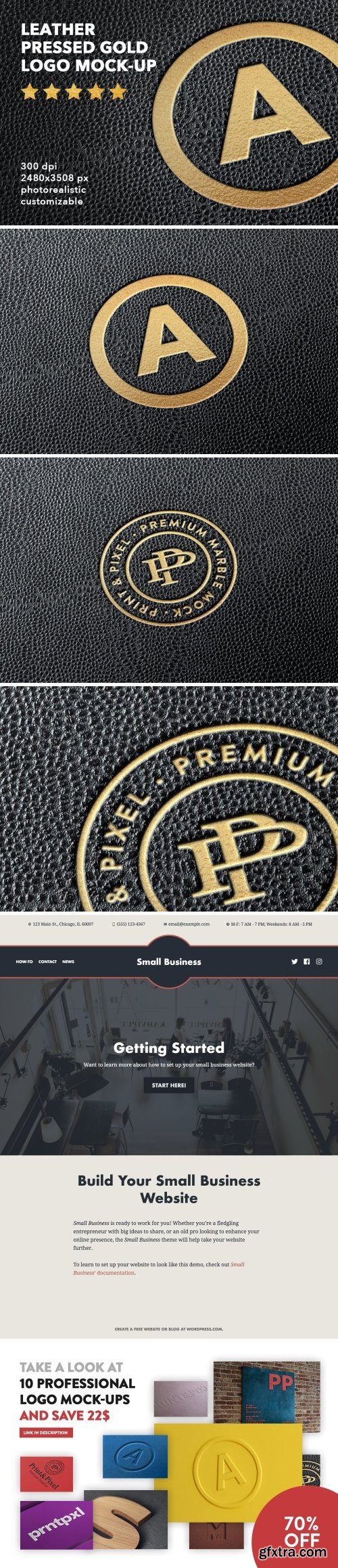 CM - Leather pressed gold logo mock-up 2127729