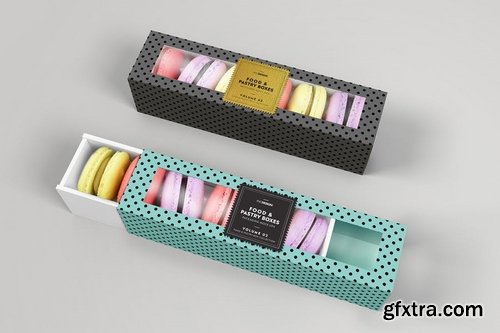 Food Pastry Boxes Vol2 Packaging Mockups