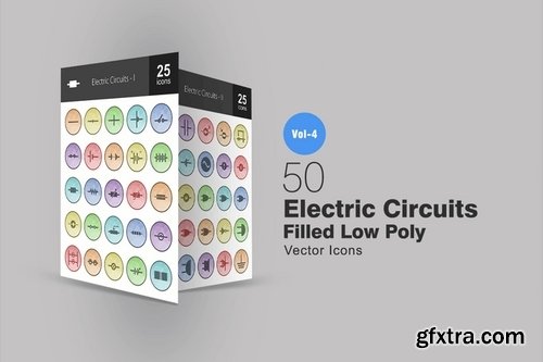 Schooling Electric - Circuits - Sea - Hipster - Astronomy Filled Low Poly Icons