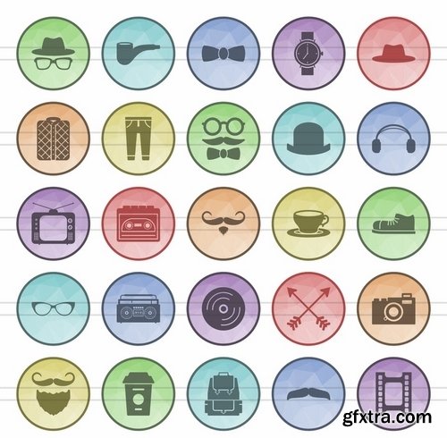 Schooling Electric - Circuits - Sea - Hipster - Astronomy Filled Low Poly Icons