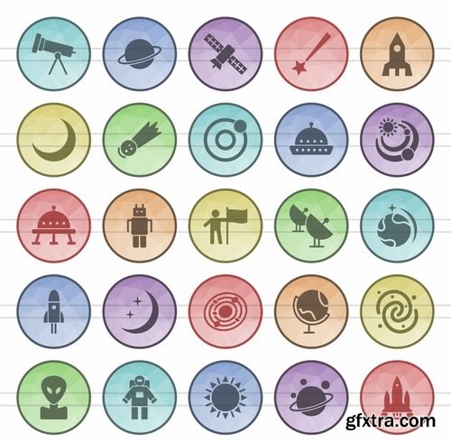 Schooling Electric - Circuits - Sea - Hipster - Astronomy Filled Low Poly Icons