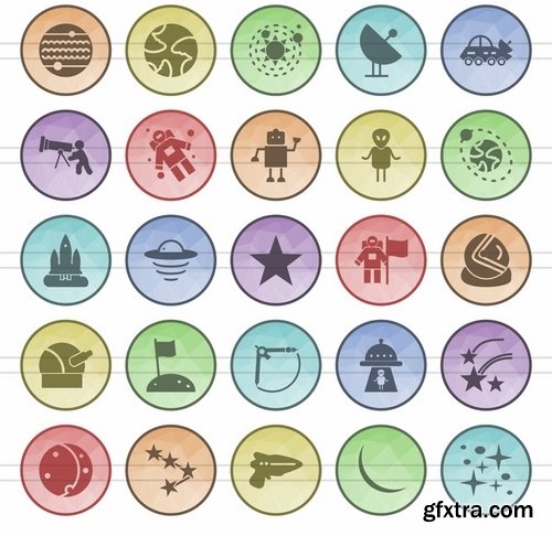 Schooling Electric - Circuits - Sea - Hipster - Astronomy Filled Low Poly Icons