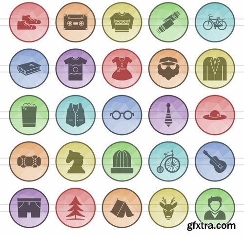 Schooling Electric - Circuits - Sea - Hipster - Astronomy Filled Low Poly Icons