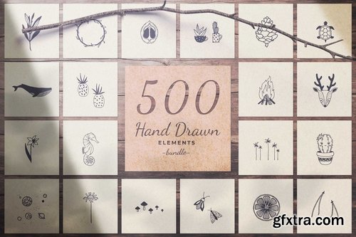 CM - 500 Hand Drawn Elements -Bundle- 2488996