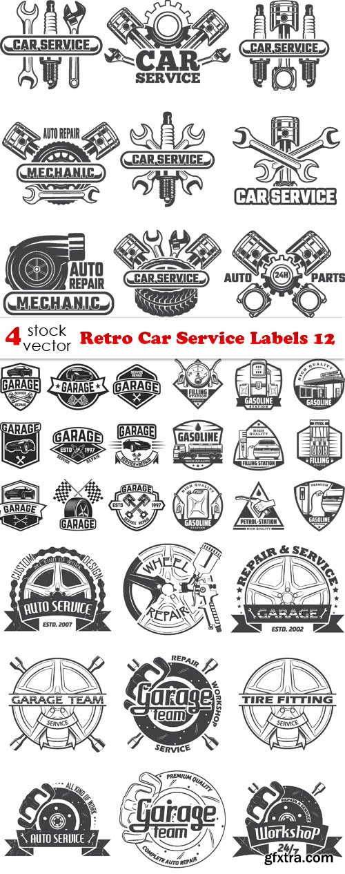 Vectors - Retro Car Service Labels 12