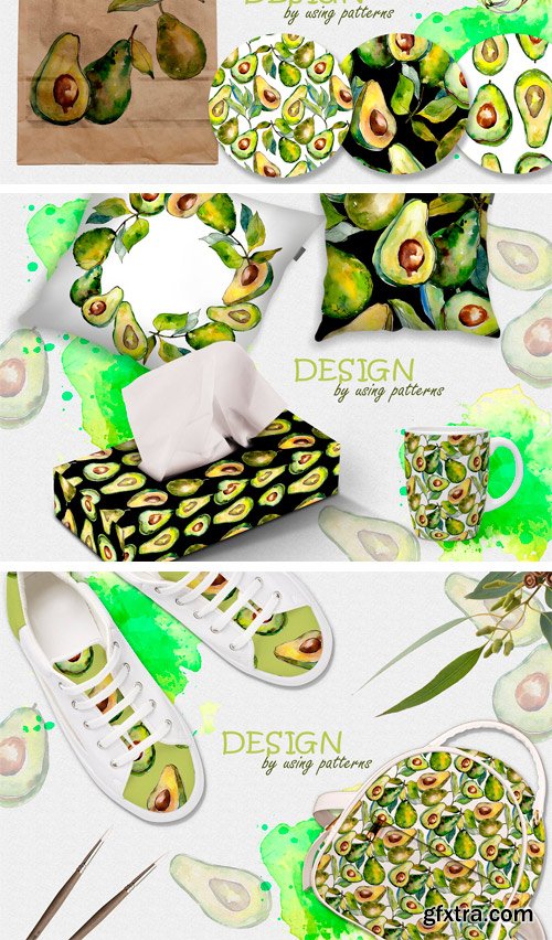 CM - Avocado Event PNG Watercolor Set 2392606