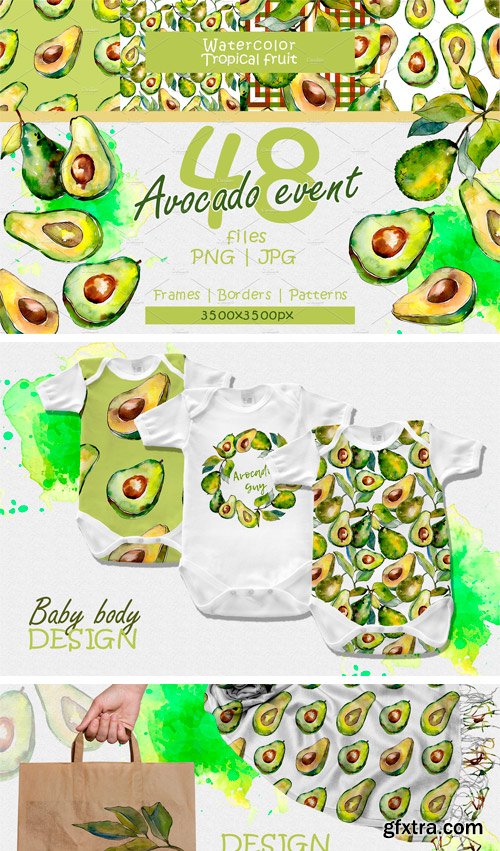 CM - Avocado Event PNG Watercolor Set 2392606