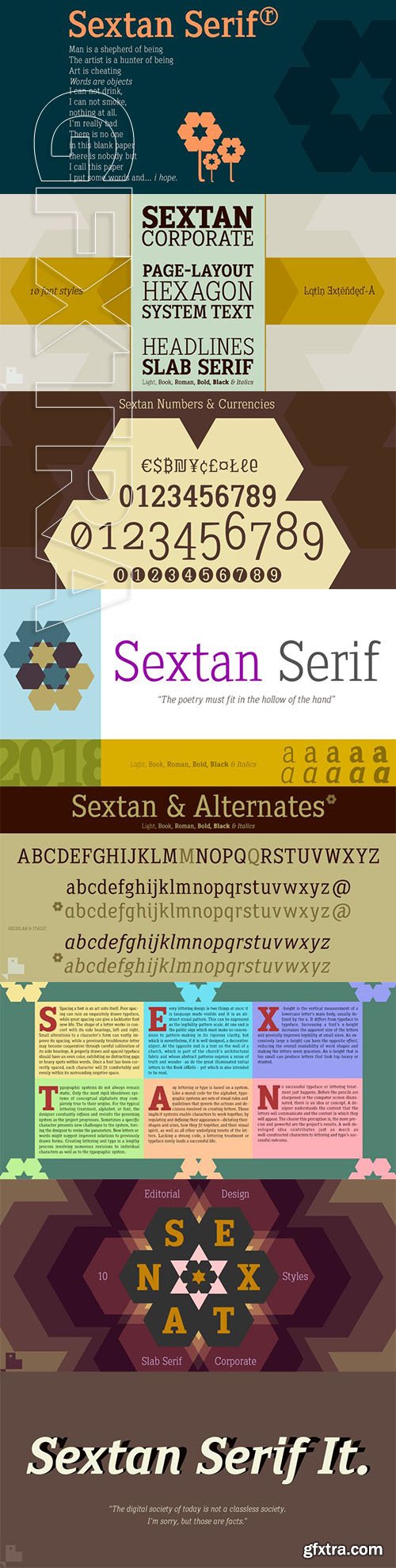 Sextan serif - font family