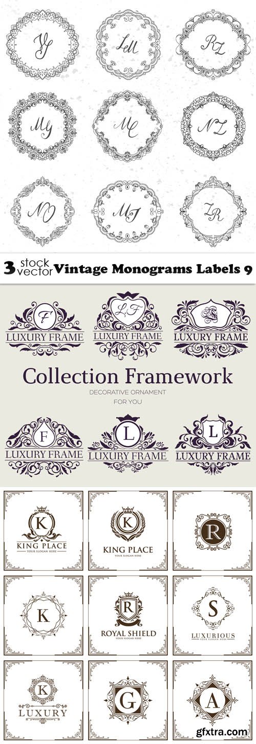 Vectors - Vintage Monograms Labels 9