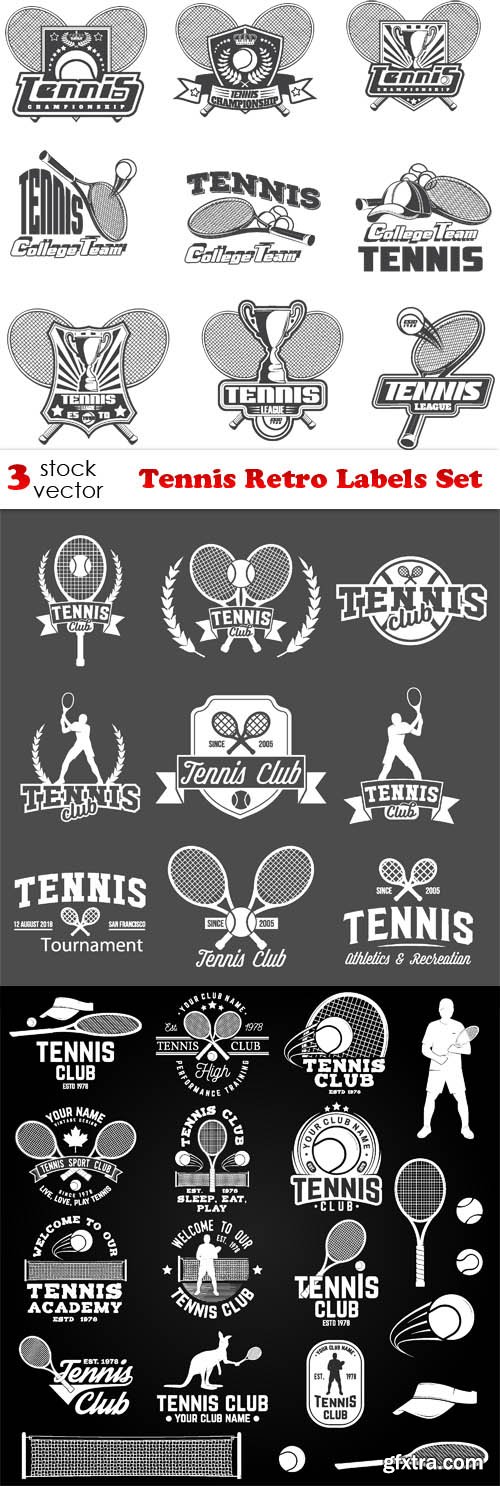 Vectors - Tennis Retro Labels Set