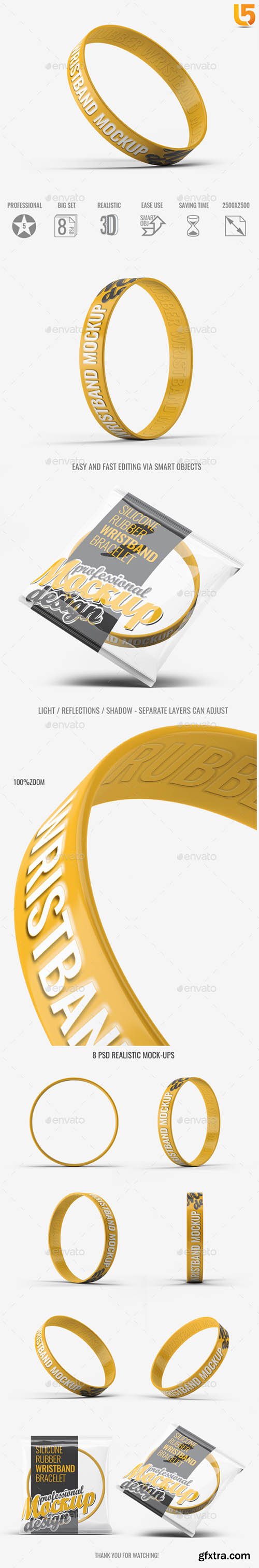 Silicone Rubber Wristband Bracelet Mock-Up 21988260