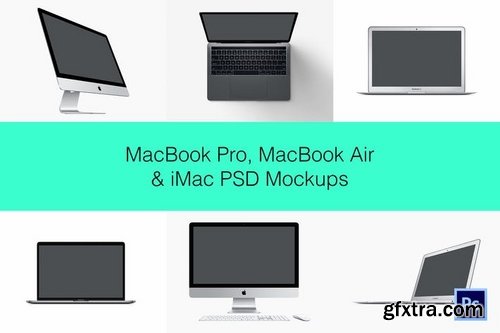 MacBook Pro, MacBook Air & iMac PSD Mockups