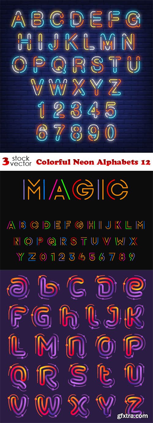 Vectors - Colorful Neon Alphabets 12