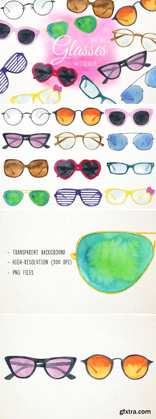 CM - Watercolor Sunglasses Clipart 2486516