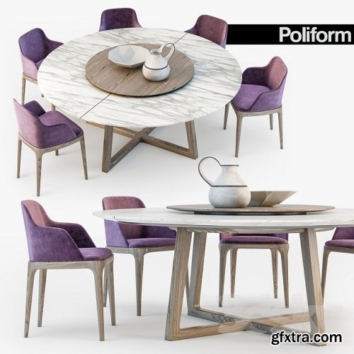 Poliform Grace chair Concorde table