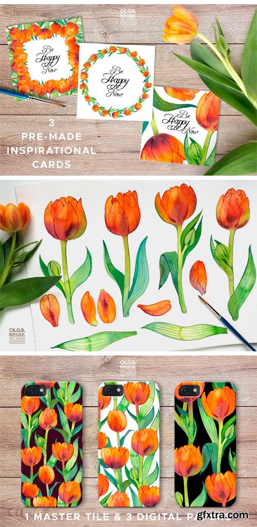 CM - Fiery Tulips Watercolor Collection 2394687