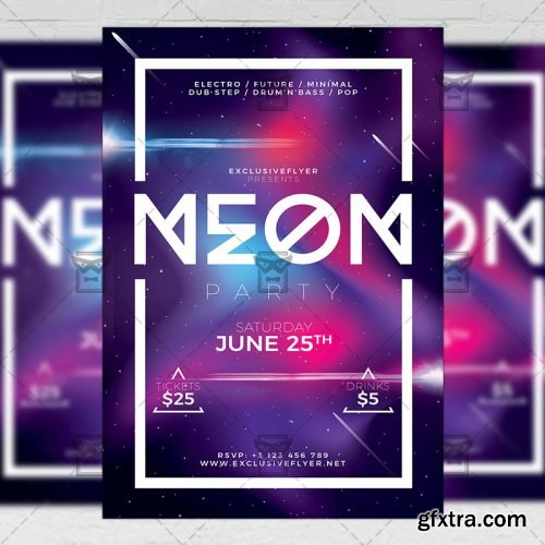 Neon Party Flyer – Club A5 Template