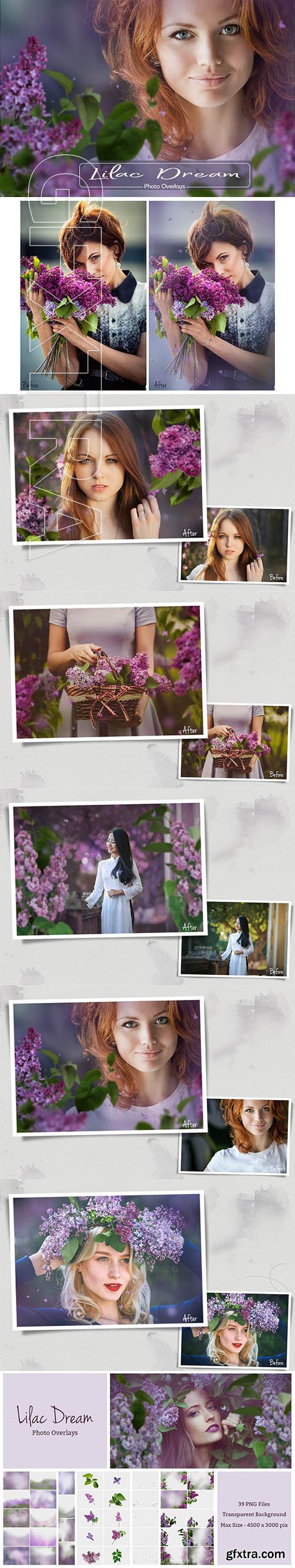 CreativeMarket - Lilac Photo Overlays (39 PNG) 2581969