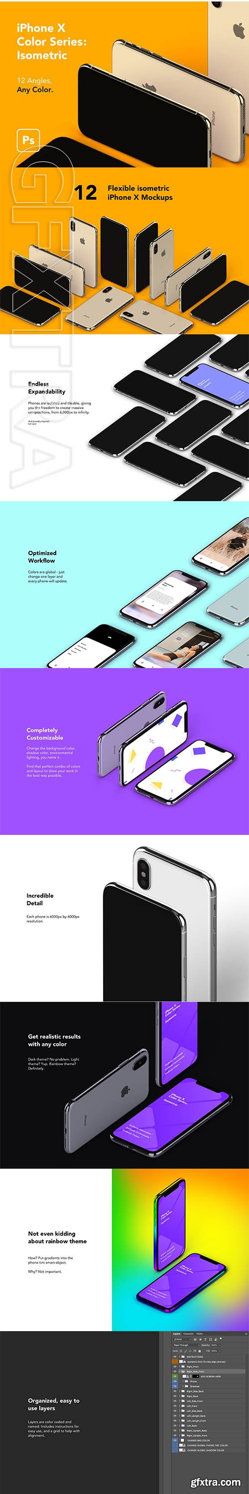 CreativeMarket - iPhone X Color Series - Isometric 2583544