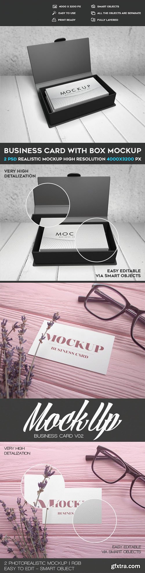 2 Business Cards - 4 PSD Mockups Templates