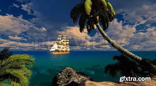 Sailing Ship In The Bay - Motion Graphics 83436